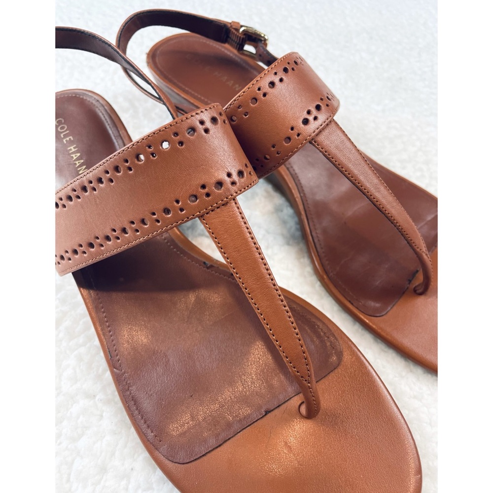 COLE HAAN • Brown Elsie Thong Wedge Sandals, 9 - Picture 9 of 16